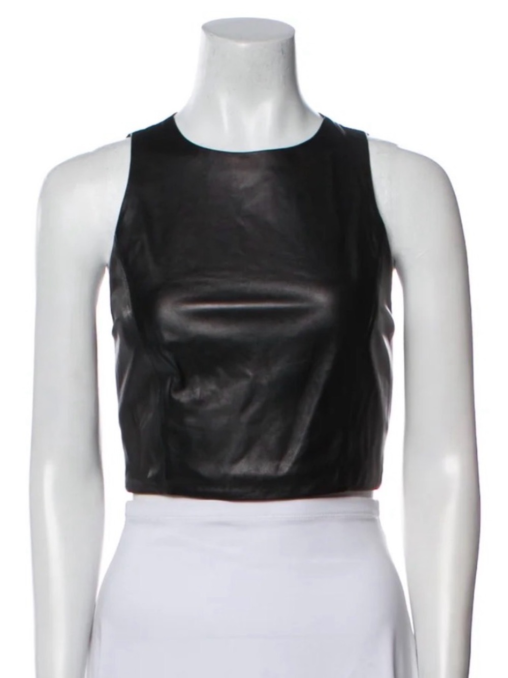 Alice + Olivia Black Leather Crop Tank size 2 like new